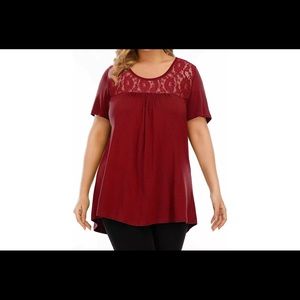 LINJOU Plus size women’s top flowy casual laze